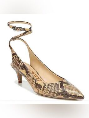 Sam Edelman Devry Snake-Print Pointed Slingback Pumps - Brown/Tan 9.5